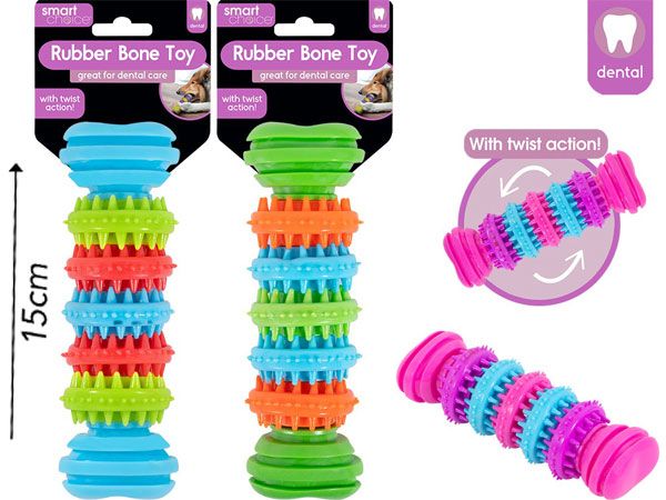 Smart Choice Rubber Cog Bone Dog Toy, Assorted At Random