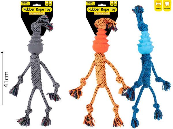 Smart Choice Rubber & Rope Man Shaped Dog Toy, Assorted At Random