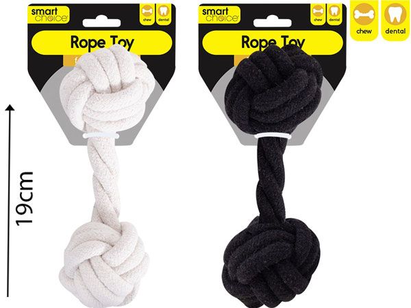 Smart Choice Black & White Dumbbell Shaped Rope Dog Toy, Assorted At Random
