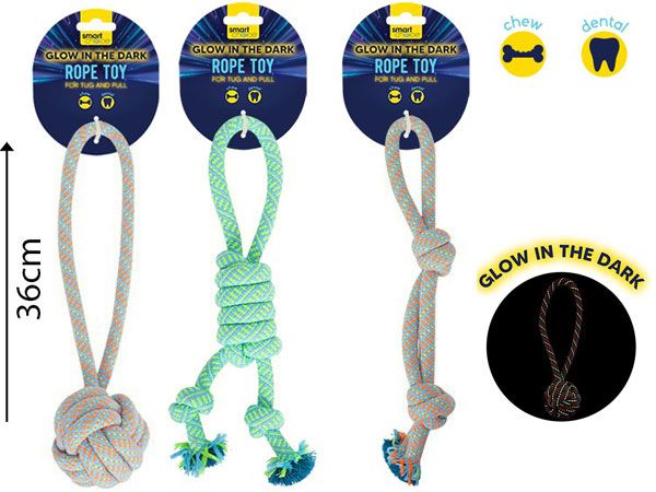 Smart Choice Glow In The Dark Rope Dog Toy.. Assorted At Random