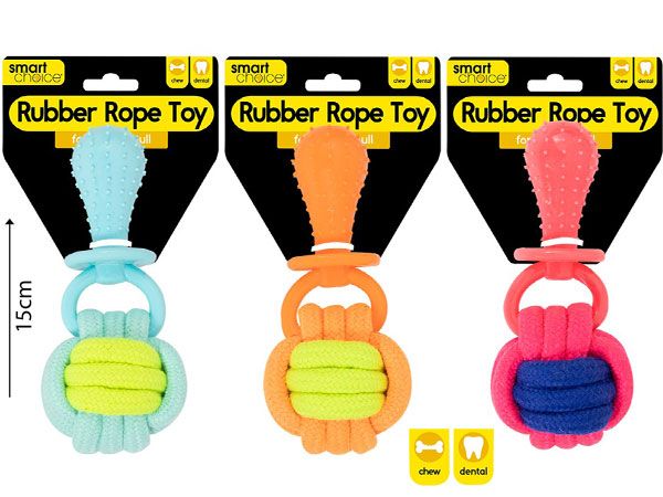 Smart Choice Rubber & Rope Knot Dog Toy, Assorted At Random