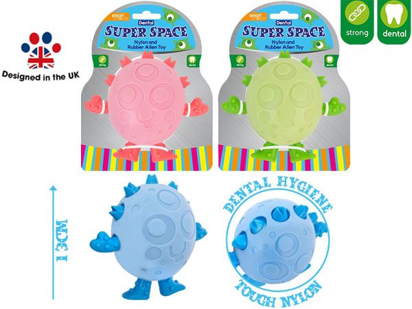 Smart Choice Nylon & Rubber Dental Alien Dog Toy, Assorted At Random