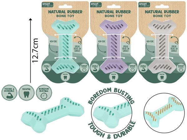 Smart Choice Natural Rubber Bone Dog Toy, Assorted At Random