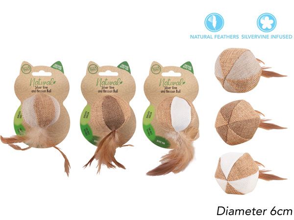 World Of Pets- Natural Silver Vine and Hessian Ball Cat Toy