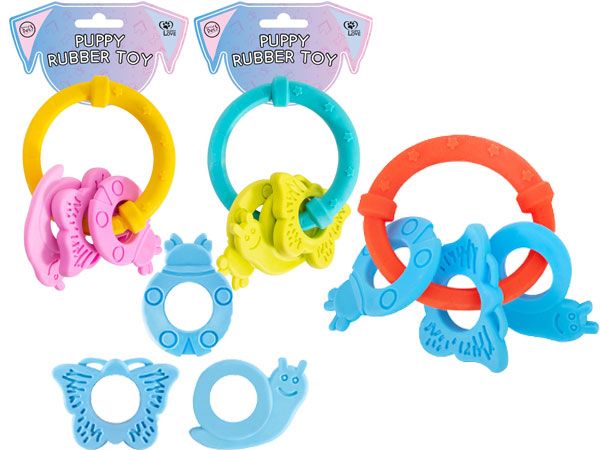 World Of Pets - Small Dog/Puppy Rubber Animal Ring, Assorted Designs