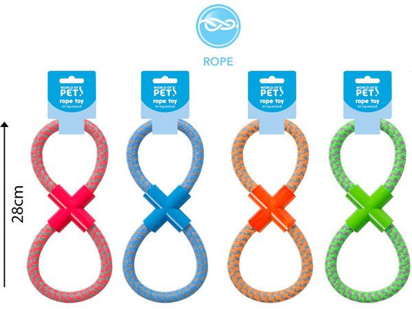 World Of Pets - Figure Of 8 Rope Tug Toy, Assorted Picked At Random