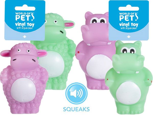 World Of Pets - Squeaky Vinyl Animal Dog Toy, Assorted Picked At Random